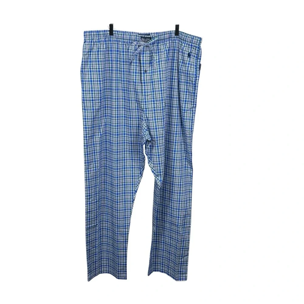 Polo Ralph Lauren BLUE/WHITE ROBINSON PLAID PONY Pajama/Lounge Pants 2XLT NWT